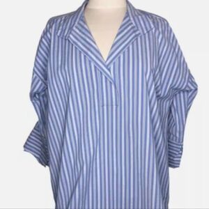 J Jill Blue and White Striped Tunic Pull on Shirt Size L